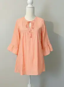Breezy Babydoll Mini-Dress (Peach/Coral)