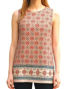 Max Studio Geometric Boho in Print in Reds,‎ Blues Tunic Top Size S/M Moroccan