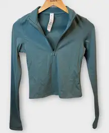 Alo Yoga SoftSculpt Precision ¼ Zip Long Sleeve – Size S (Olive Green)