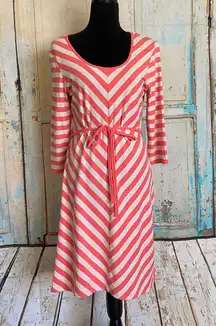 Striped Fit & Flare Dress Sz Large