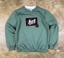 Vtg 90s/00s Cottagecore Cat Bow Sweatshirt Women's Small Green Embroidered Blair