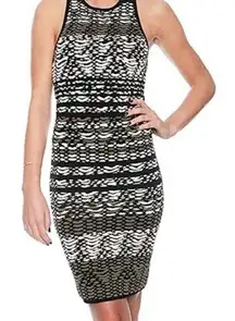 RONNY KOBO Knit Dress Bodycon Stretchy Black Cream Green Mini Tank Razor XS