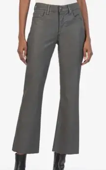 Kut From the Kloth Kelsey High Rise Ankle Flare Pants Cropped Grey Coated Size 8