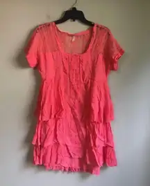 Free People Xs Coral Ruffled Dress