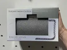 Jessica McClintock Silver Mesh Clutch – Elegant Evening Bag with Chain Stra