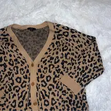 J. Crew Leopard Print Cardigan Sweater size Medium Animal Print Oversized