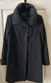 Anne Klein‎ Wool Blend Black Winter Single Breasted Button Down Peacoat Size Med