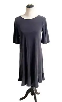 Anthropologie Avril Tee Dress Flutter Ruffled Sleeve Size Small Black Matte