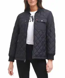 🖤 NEW  Women’s Quilted Diamond Knit Zip-Up Jacket, Size Small — Black 🖤