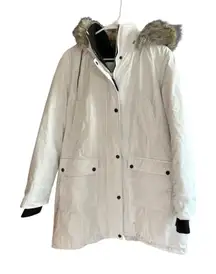 Andrew Marc Womens XXL White Winter Parka Coat‎ Faux Fur Hooded