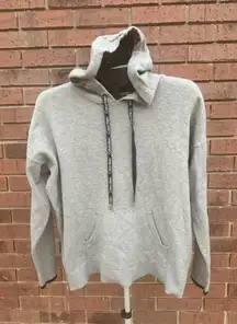 Calvin Klein Hoodie Sweater Gray Logo Drawstring Women's Grey Tight Knit EUC