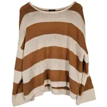Vici Brown‎ Tan Stripe Long Sleeve Oversize Slouchy Wool Blend Sweater M