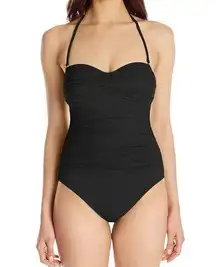 La Blanca Twist Front Bandeau Black One-Piece Halter Swimsuit Women’s Size 10