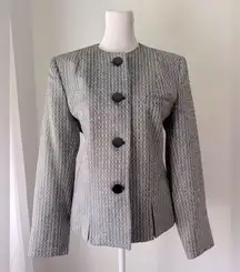 Vintage ‘90s J. Gallery Black & White Textured Collarless Blazer