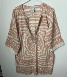 Soft Surroundings Beaded Top, Tunic, Swim Cover Up Pink Size 1X