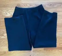 St Johns Basics Knit Pants SZ 12 Black Flat Front Elastic Waist‎