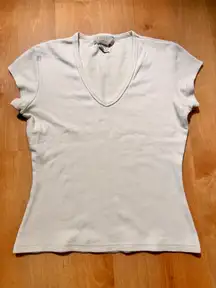 Express Tricot V-Neck White Top