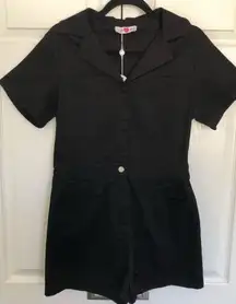 NWT Black Denim and Rhinestone Fringe Buddy Love Jessie Jumper Romper Size S