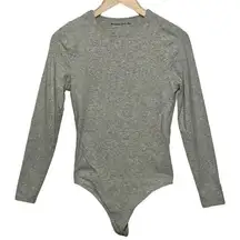 Abercrombie & Fitch Heather Gray Grey Cotton Crew Neck Long Sleeve Bodysuit Sz M