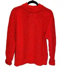 Vintage Gaeltarra Cherry Red Cable Knit Sweater - size Small