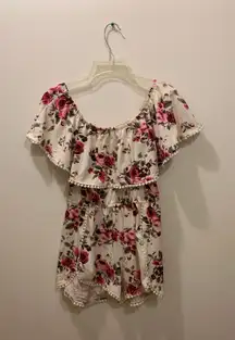 Rue 21 White Floral Off The Shoulder Romper