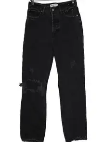 Abercrombie & Fitch Womens  The Dad High Rise Black Denim Ankle Jeans Size 25 / 0