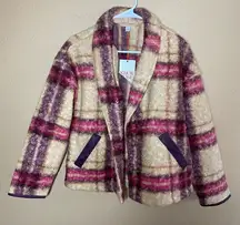 Knox Rose Women's Plaid Sweater Overcoat Burgundy Plaid size small NWT