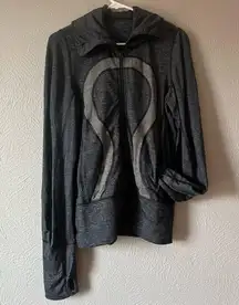 Lululemon In Stride Jacket Coal Wee Stripe grey zip up hoodie