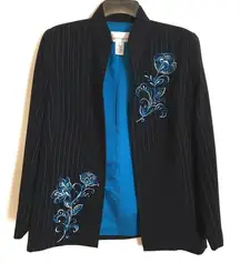 Draper’s & Damon’s | Floral Embroidered Striped Blazer