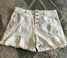 White Distressed Denim Shorts