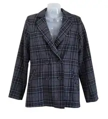 Revolve De Fara X NA-KD Button Wool Blend Notched Lapel Checked Blazer Jacket EU Size 34