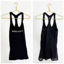 Lululemon X Soul Cycle Black Mesh Back Racerback Tank Top Athletic Workout