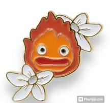 Studio Ghibli Howl's Moving Castle Calcifer Floral Enamel Pin