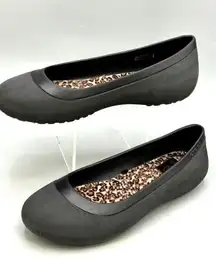 Crocs Mammoth Ballet Flats Womens Size US 8 Black Leopard Lined Slip On Shoes