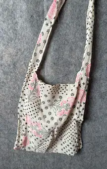 Free People Floral Colorblock Print Gauze Satchel Linen‎ Reusable Bag