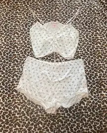 Victoria's Secret white and blue floral VS pj set matching