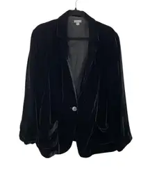 J.Jill Black Velvet Blazer Jacket Womens LARGE Rayon Silk Blend Career Oversized