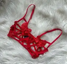 Bluebella red cage applique bra, 30DD or 30E
