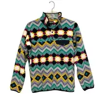 Patagonia Synchilla Snap-T Timber Twist Pullover Fleece Women Size Small Aztec