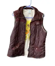 Cabi size L quilted brown vest with sunflower interior