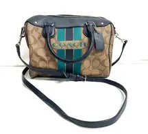 Coach Blue Varsity Stripe Mini Bennet Satchel Bag Purse Crossbody