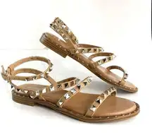 Cushionare Cushionaire Talia Studded Strappy Sandals Tan Ankle Strap Womens Size 7