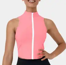 NWT Halara Mock Neck Zip Front Sleeveless Cropped Tank Top in Dreamy Peach Pink