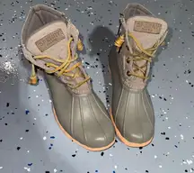 Sperry Women's Olive and Tan Duck Boots size 6.5