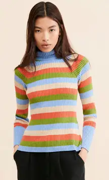 Arthur Apparel Multicolor Striped Racer Skivvy Sweater Size Medium EUC