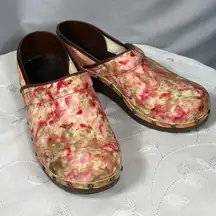 Sanita Shoes Womens Danish Clogs Marble Pink Orange Nurse Slip On Sz 38 7.5 8