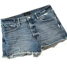 Free Assembly Denim Shorts Distressed Raw‎ Hem Blue Wash Womens 12 Beach Vibes