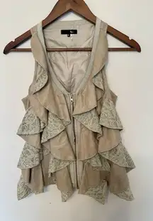 RYU Anthropologie Lace‎ Ruffle front Lagenlook Vest Size Small Festival