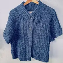 Sonoma Navy & Lavender Weave Knit Short Sleeve Cardigan Size Medium