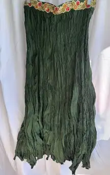 Chaudry KC Bohemian Maxi Skirt with Embellished Waist‎ Emerald Size Medium NWT
